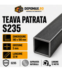 Teava patrata 180 x 180 x 5 mm, 12 metri